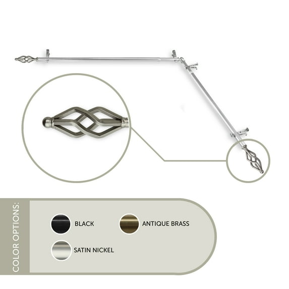 Vinci 13/16 inch Corner Window Curtain Rod 48-84" - Satin Nickel