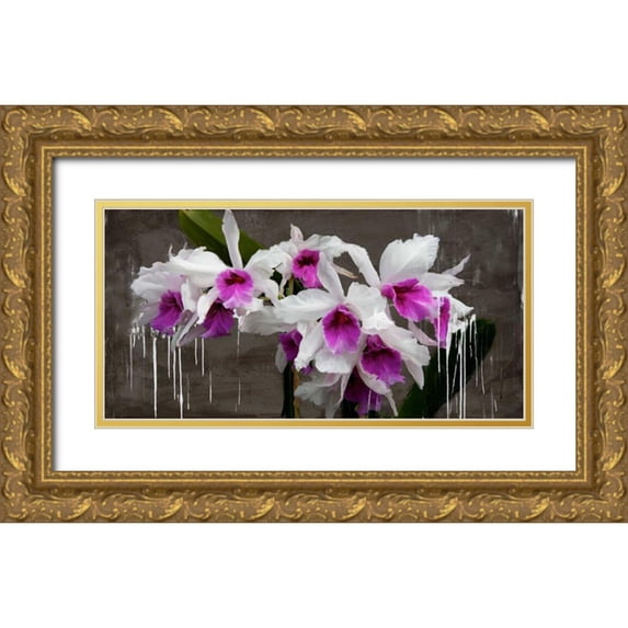 Vinci, Alex 18x11 Gold Ornate Wood Framed with Double Matting Museum Art Print Titled - Orchid blackboard