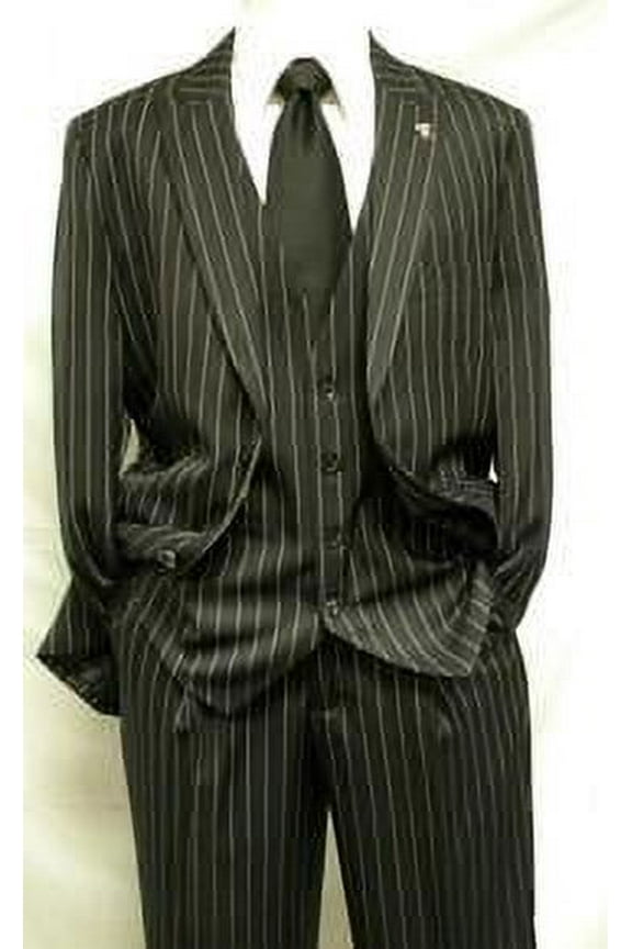 Black White Gangster Stripe Fashion Suit 1930s Style V2RS-9