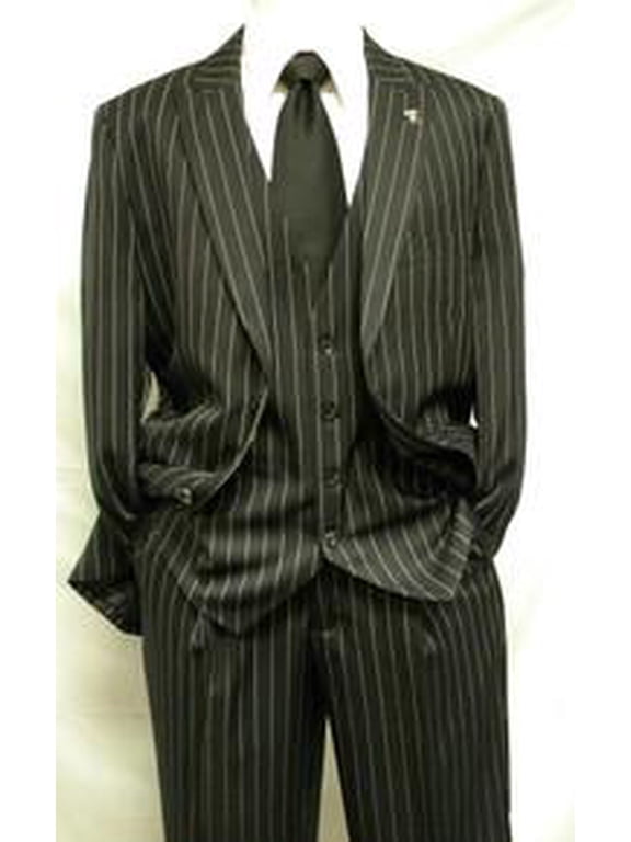 Black White Gangster Stripe Fashion Suit 1930s Style V2RS-9
