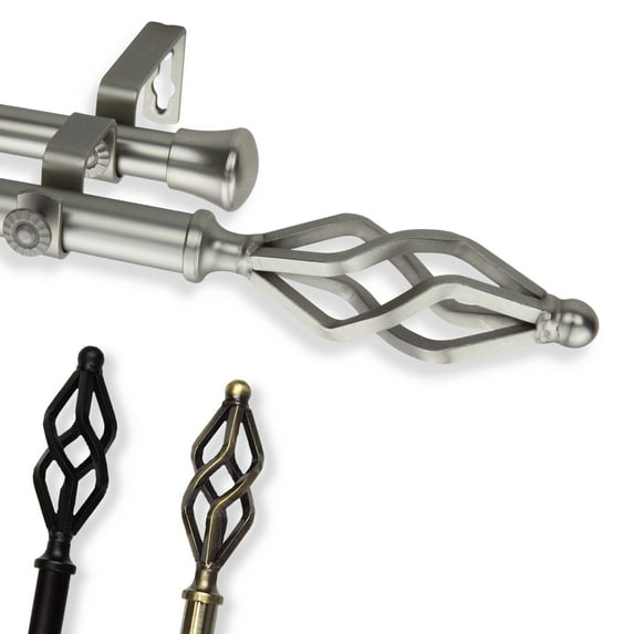 Vinci Double 13/16 inch dia. Curtain Rod 66-120" - Satin Nickel