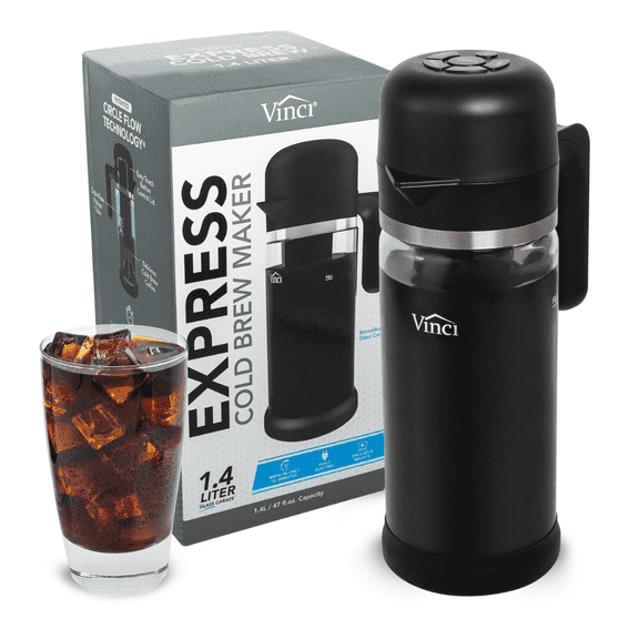 Vinci Express Cold Brew Electric Coffee Maker | 3 Brew Settings l Borosilicate Glass Carafe | 1.4 Liter (47 Fluid Ounces)