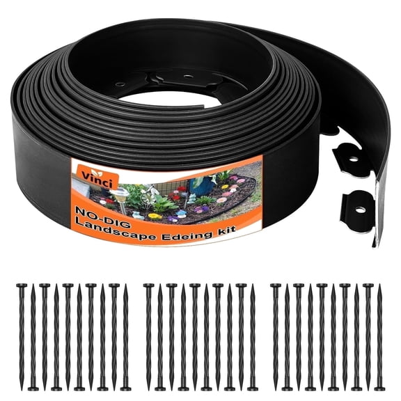 Vinci Garden Edging Border, 2 Inch × 33FT Flexible No-Dig Landscape Edging Kit with Stakes, Lawn & Flower Bed Edging Border for Yard, Pathway & Landscaping