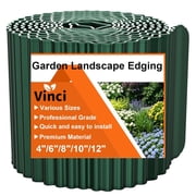 Vinci Garden Landscape Edging Border, 4 Inch x 10 FT Corrugated Sturdy Metal Easy Installation Safe Hemmed Lawn Garden Border Edges for DIY Flower Beds,Pathways and Patio Design (Green)