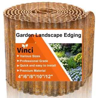 Vinci Garden Landscape Edging Border, 8 In x 20 Ft, Corrugated Metal ...