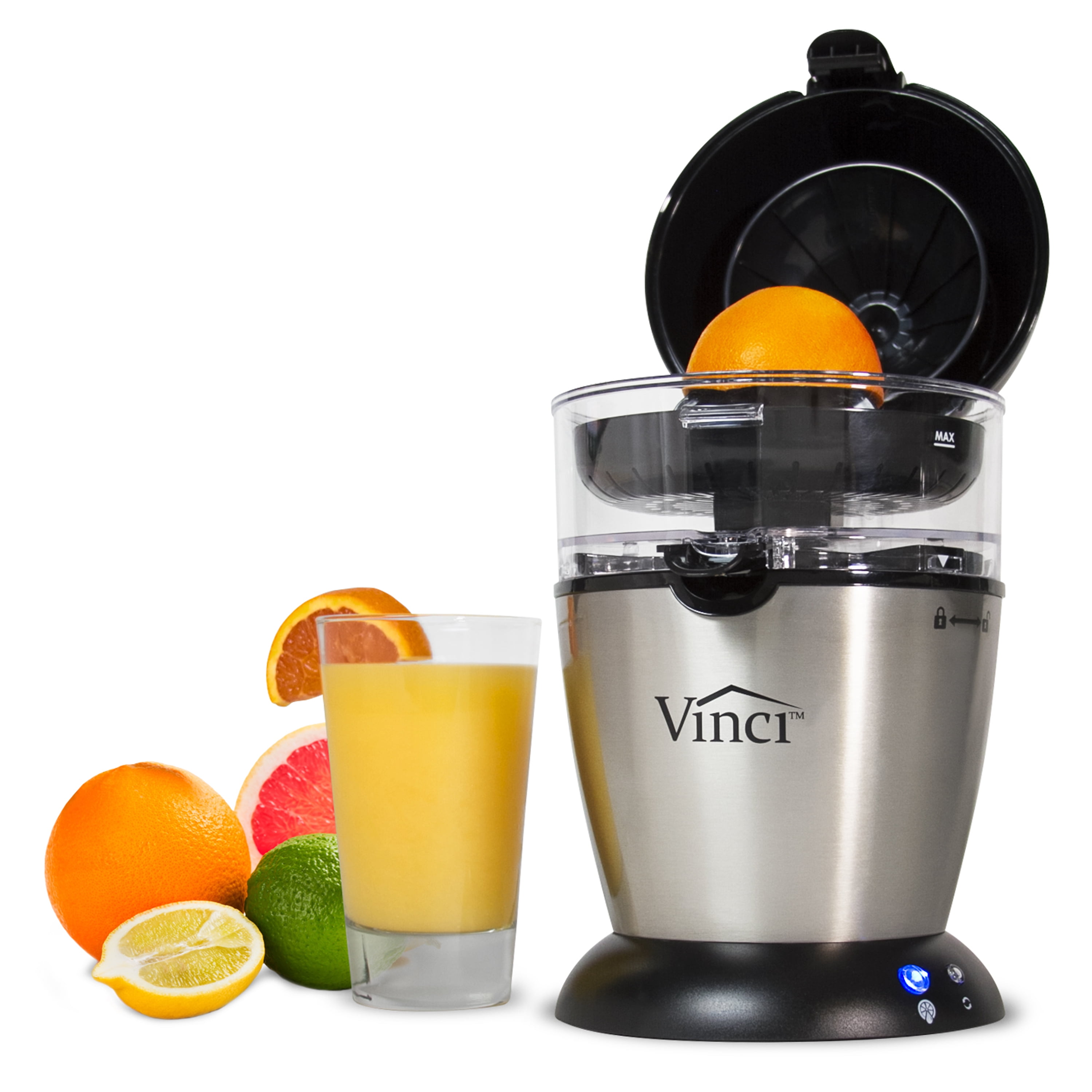 Vinci Hands Free Electric Citrus Juicer Lemonade Extractor Machine Stainless Steel Black Easy 1 Button Press Walmart