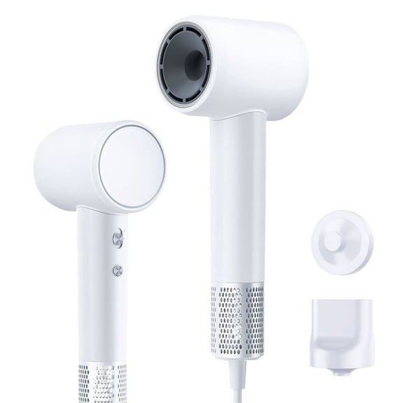 Vinci High Speed Hair Dryer, 120,000 RPM Brushless Motor for Fast Drying, 1300W Low Noise Negative Ionic Blow Dryer for Home Travel with Magnetic Nozzle and Magnetic Wall Mount Bracket-White
