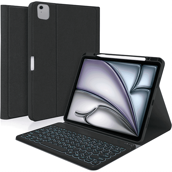 Vinci Keyboard Case for iPad Air 11 inch M4 M3 M2, Air 5th/4th Gen 10.9, iPad Pro 11-inch 4th/3rd/2nd/1st Gen, Magnetic Detachable Wireless Keyboard with Pencil Holder, 7 Color Backlit (Black)