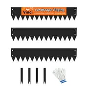 Vinci Landscape Edging Border, 40" L x 6" H 3Pack 10FT Total Black Galvanized Steel Garden Edging with Spikes, Sturdy Elegant Metal Lawn Broder for Flower Beds, Pathways, Paver Edges and Yard