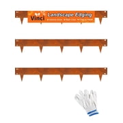 Vinci Landscape Edging Border, 40" L x 8" H 3Pack 10FT Total Rusted Corten Steel Garden Edging,Easy Installation,Sturdy Elegant Metal Lawn Broder for Flower Beds, Pathways, Paver Edges and Yard