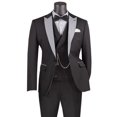 thumbnail image 1 of Vinci Men's Slim Fit Prom Suit Black Fancy Vest Bowtie Set SV2K-5, 1 of 1