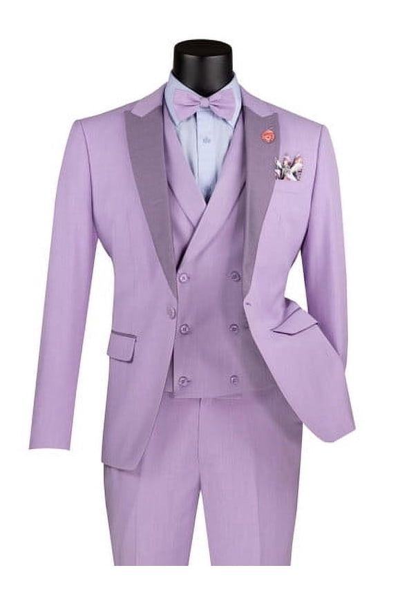 Men's Slim Fit Prom Suit Lavender Fancy Vest Bowtie Set SV2K-5