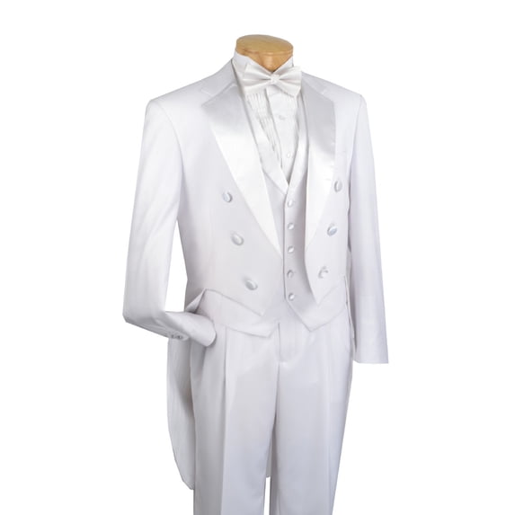 Vinci Men's White Tuxedo with Tails White Vest Pants Formalwear T2X — free download