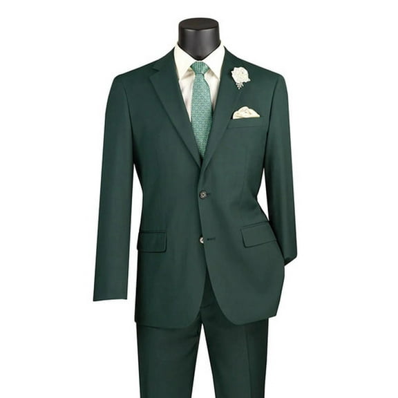 Vinci Slim Fitted Suit Young Men's Hunter Green Solid SC900-12