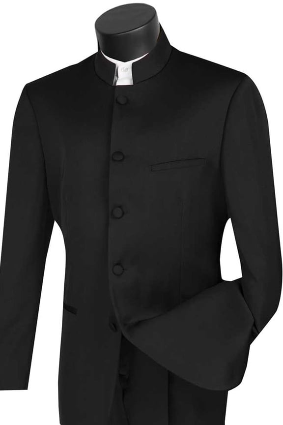 Vinci Suits Mandarin Banded Tuxedo Classic Black Size 40 Long