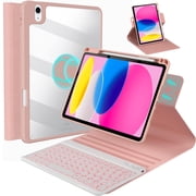 Vinci iPad A16 11th 10th Generation Keyboard Case, 360  Rotatable Magnetic Folio Cover Wireless Backlit Detachable Keyboard with Pencil Holder for 11 iPad A16 2025 10.9 Inch 10th 2022 Pink