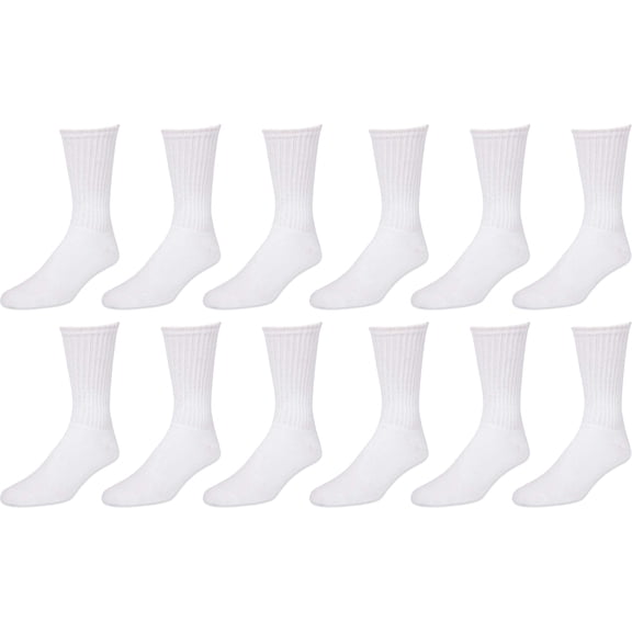 Vinco Men's Premium Cushioned Cotton Athletic Crew Socks, Moisture-Wicking All-Purpose Work & Sports Socks (60 Pairs-White, Socks Size 10-13, Fit Women's Shoe Size 7-12)