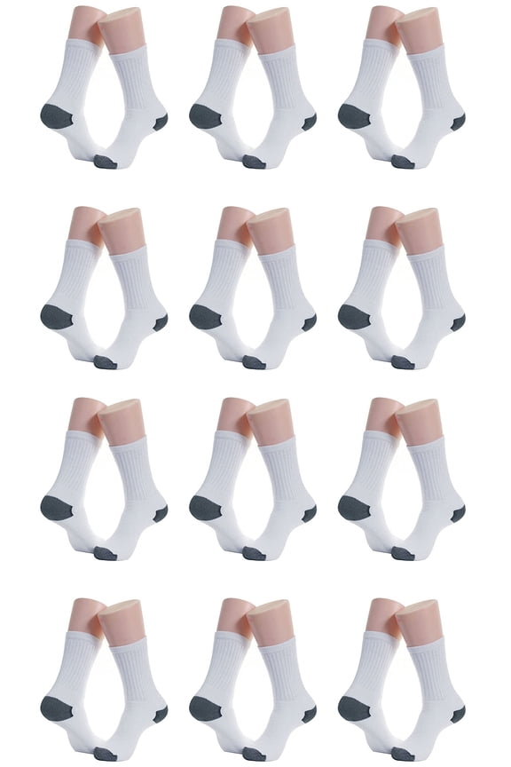 Vinco Men’s Premium Cushion Cotton Athletic Crew Socks with Reinforced Black Heel & Toe (12 Pairs-Black Heel & Toe, Socks Size 10-13, Fit Men's Shoe Size 7-12)