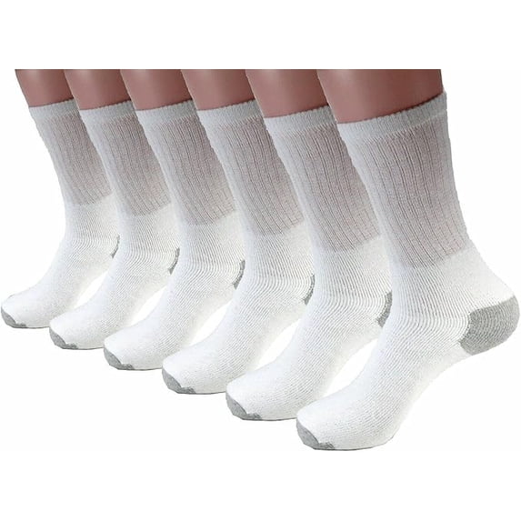 Vinco 12-Pack Men's Premium Cushion Cotton Athletic Crew Socks Breathable Sports Socks for Men (Grey Reinforced Heel & Toe, Socks Size 10-13 Shoe Size 7-12)