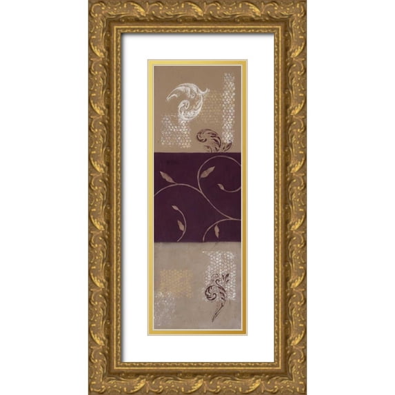Vindedzis, Rita 7x14 Gold Ornate Wood Framed with Double Matting Museum Art Print Titled - Paisley and Plum II