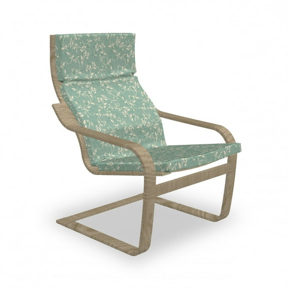 Vine Armchair Pad and Slipcover, Vintage Style Foliage with Intermingled Branches Curvy Leaf, 1 Piece Soft Cushion Replacement with Removable Cover, Reseda Green Pale Green, by Ambesonne