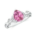 thumbnail image 1 of Vine Art Leaf Style Moissanite Ring Pear Shaped Pink Tourmaline Engagement Ring in Sterling Silver/ White Gold Plated Engraved Promise Wedding Band Ring October Birthstone Jewelry, Ring Size 7, 1 of 8