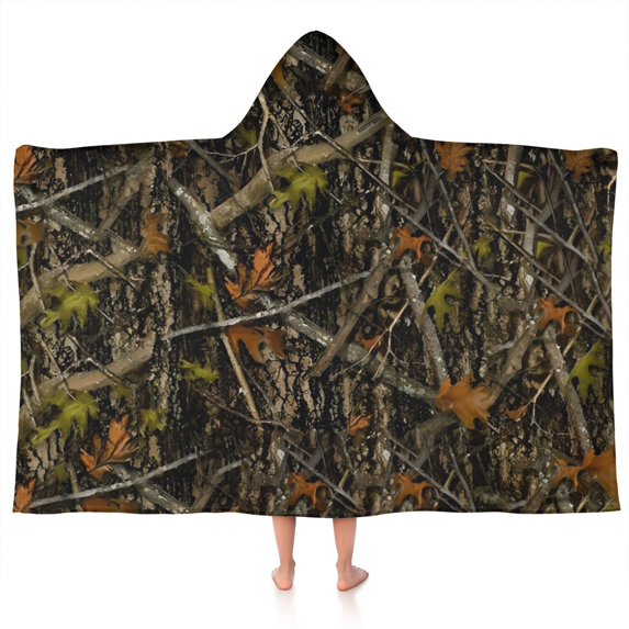 Vine Camo Tree Trunk Pattern Hooded Bath Towel,50"x30" for Ages 3 To 12 Kids, Quick Dry Lightweight Soft Microfiber Hood Beach Towel Cover Up for Kids