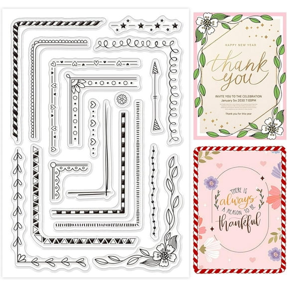 Vine Corner Silhouette Clear Stamps Plant Flower Silhouette Corner Silicone Clear Stamp Seals Transparent Stamps for DIY Scrapbooking Cards Making Photo Album Journal 1sheet