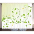 thumbnail image 1 of Ambesonne Vine Curtains 2 Panel Set, Flourishing Sapling Leaves, 108" x 108", Lime Green Pale Green, 1 of 3
