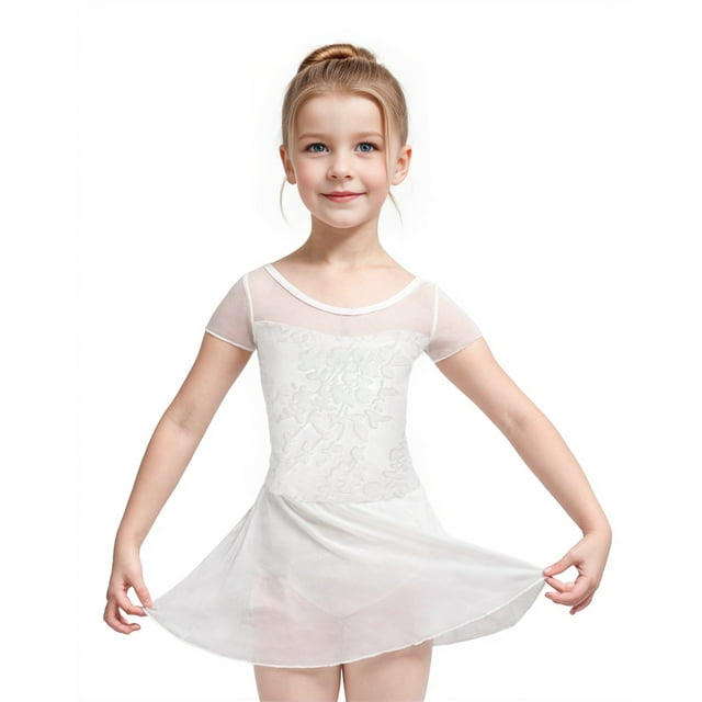 Girls Ballet Dance Leotard Dress Kids Tutu Skirt Gymnastic Skating Sport Costume - Foto 2