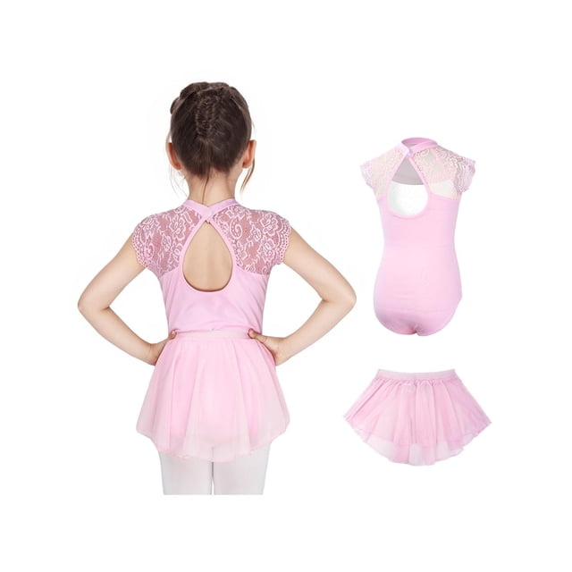 Tutù Balletto Per Bambina - Abito Danza Con Gonna A Strati - Cristalli Rosa