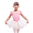 thumbnail image 1 of Vine Girls Ballet Leotards Toddler Dance Dress Tutu with Skirt Dance Leotards Outfit Combo Puff Sleeves for 3-11 Years,Pink, 1 of 8