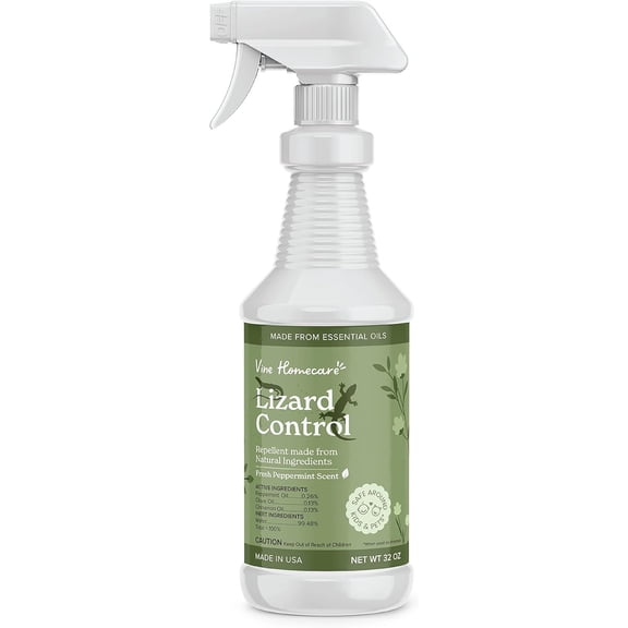 Vine Homecare Lizard Control Spray - 32 Fl Oz Natural Peppermint Spray for Lizards - Reptile Deterrent Indoor & Outdoor Use - Safe Around Kids & Pets & Keeps Reptiles Away