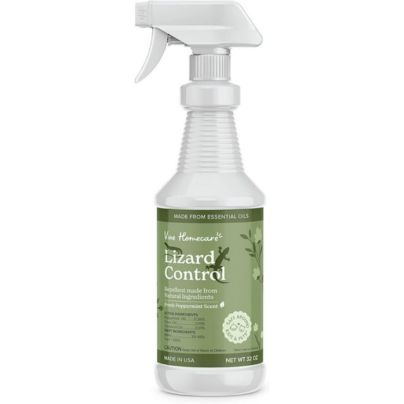 Vine Homecare Lizard Control Spray - 32 Fl Oz Natural Peppermint Spray for Lizards - Reptile Deterrent Indoor & Outdoor Use - Safe Around Kids & Pets & Keeps Reptiles Away