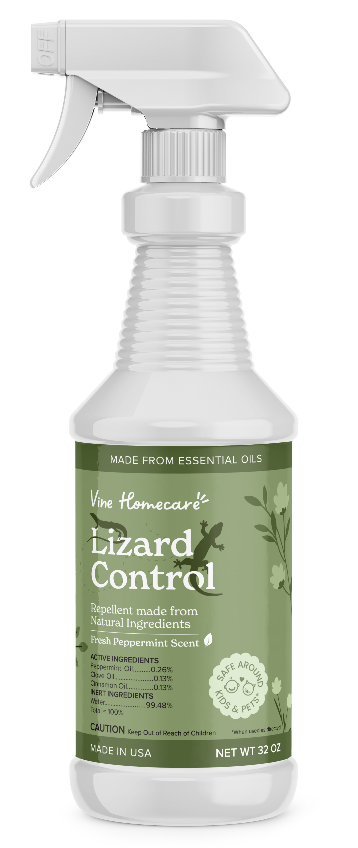 Vine Homecare Lizard Control Spray 32 Ounce Natural, NonToxic Lizard Repellent