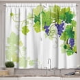 thumbnail image 1 of Vine Kitchen Curtains, Leaves of Grapes Nature Drawing Style Veins Fruits Food Healthy Options, Window Drapes 2 Panel Set for Kitchen Cafe Decor, 55" X 39", Blue Green, 1 of 3