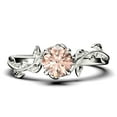 thumbnail image 1 of Vine Leaf Ring, Boho & hippie 1.00 Carat Round Cut Morganite And Diamond Moissanite Engagement Ring, Wedding Ring in 10k Solid White Gold, Gift, Promise Ring For Her, Anniversary Ring, 1 of 3