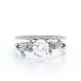 thumbnail image 1 of Vine Leaf Ring, Boho & hippie 1.50 Carat Round Cut Diamond Moissanite Engagement Ring, Wedding Ring in 925 Sterling Silver With 18k White Gold Plating, Gift, Promise Ring, Bridal Set, Matching Band, 1 of 3