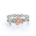 thumbnail image 1 of Vine Leaf Ring, Boho & hippie 1.50 Carat Round Cut Morganite And Diamond Moissanite Engagement Ring, Wedding Ring in 10k Solid White Gold, Gift, Promise Ring For Her, Bridal Set, Matching Band, 1 of 3