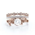 thumbnail image 1 of Vine Leaf Ring, Boho & hippie 2.00 Carat Round Cut Diamond Moissanite Engagement Ring, Wedding Ring in 10k Solid Rose Gold, Gift, Promise Ring For Her, Anniversary Ring, Trio Set, Matching Band, 1 of 3