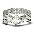 thumbnail image 1 of Vine Leaf Ring, Boho & hippie 2.00 Carat Round Cut Diamond Moissanite Engagement Ring, Wedding Ring in 10k Solid White Gold, Gift, Promise Ring For Her, Trio Set, Matching Band, 1 of 4