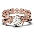 thumbnail image 1 of Vine Leaf Ring, Boho & hippie 2.00 Carat Round Cut Diamond Moissanite Engagement Ring, Wedding Ring in 925 Sterling Silver With 18k Rose Gold Plating, Gift, Trio Set, Matching Band, 1 of 4