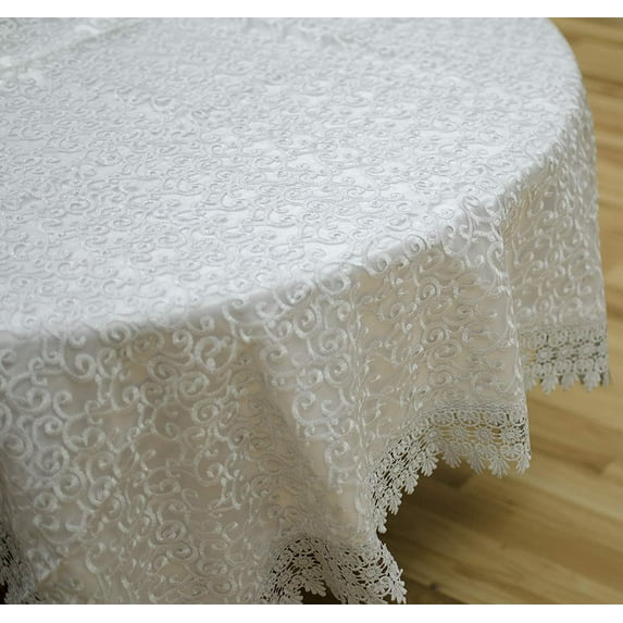 Vine Macrame Table Cloth Embroidered Dining Table Decor Silver 60x84 in