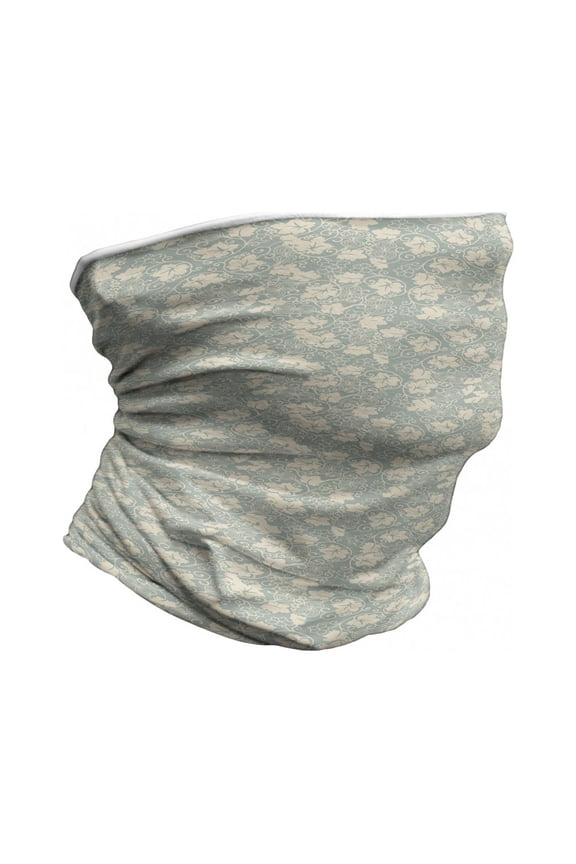 Vine Neck Gaiter, Pastel Gourd Field Pattern, Unisex, Almond Green and Beige, by Ambesonne