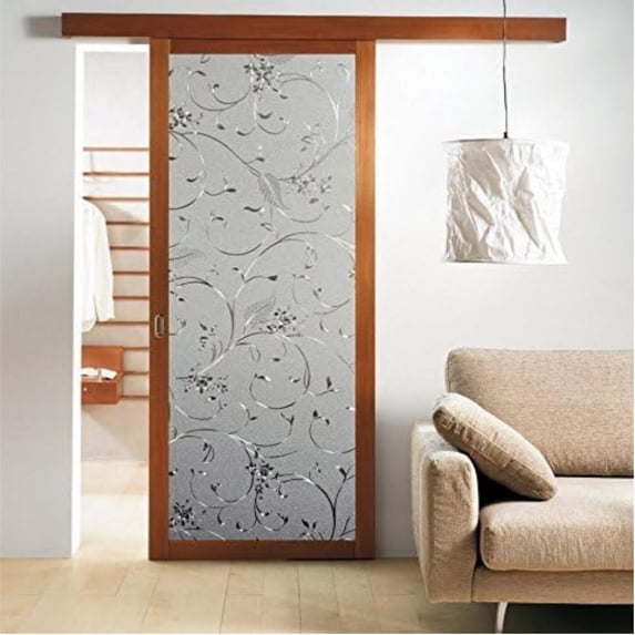 Vine Pattern Static Cling Stickers - Glue-Free Translucent Opaque Glass Film, Decorative Protective Window Film for Home Office, No Adhesive Window Decal for Glass Door Decoration, 18*79in, Clear
