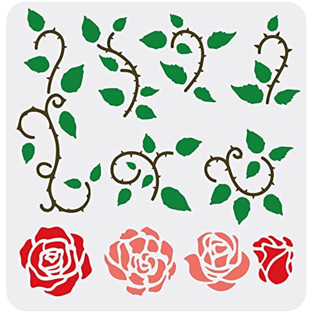 Vine Rose Stencil 11.8x11.8inch Rose Stencils for Painting Reusable