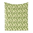 thumbnail image 1 of Vine Soft Flannel Fleece Throw Blanket, Grapevine Pattern with Repeating Hand-Drawn Green Leaves Illustration, Cozy Plush for Indoor and Outdoor Use, 50" x 70", Green Brown Cream, by Ambesonne, 1 of 5