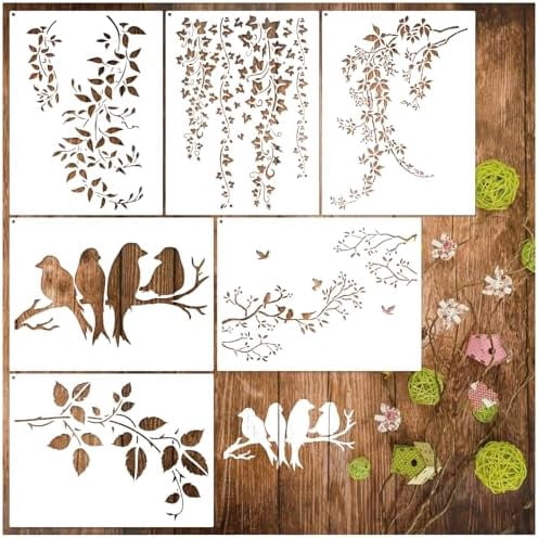Vine Stencils for Painting on Wood, Large 16 Inch Reusable Leaf Leaves ...