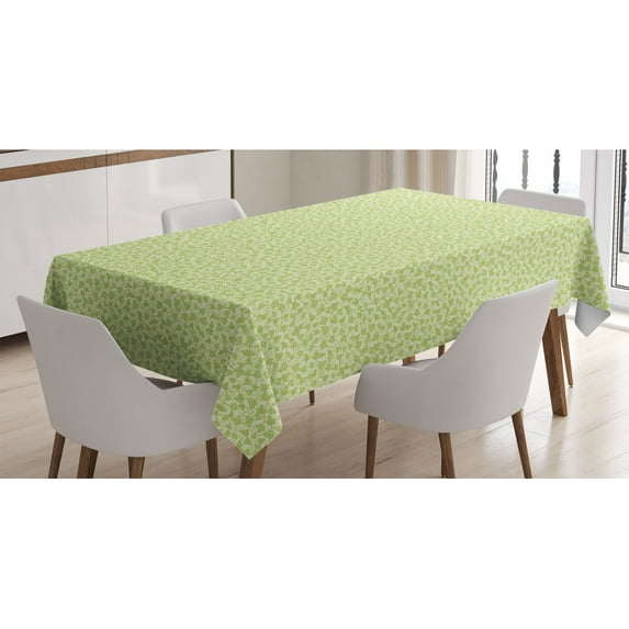 Vine Tablecloth, Hand-Drawn Ivy Plants Intertwined to Each Other Autumn Composition, Rectangle Satin Table Cover Accent for Dining Room and Kitchen, 52" X 70", Green Green, by Ambesonne