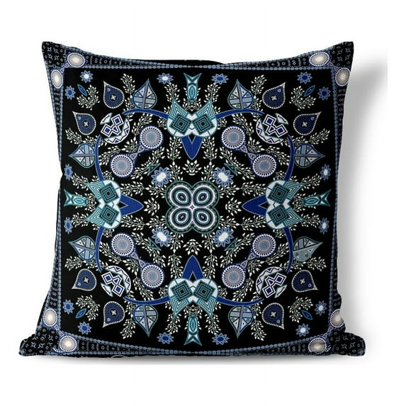 Vine Visions Indoor/Outdoor Pillow with Removable Cover in Black 20x20